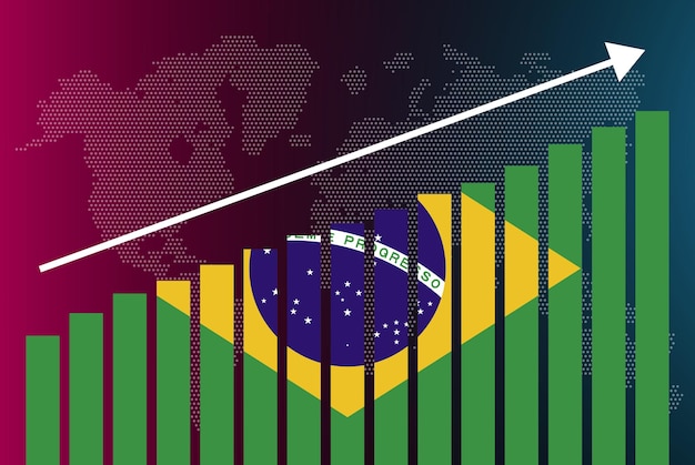 A bar graph displaying the population growth rate in Brazil over the past decades, sourced from the Censo Demográfico 2023 data. The graph shows a clear slowing down of the growth rate compared to previous decades.
