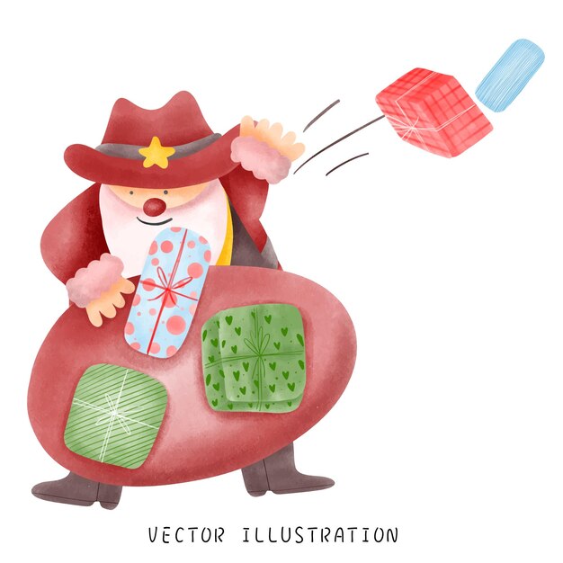 A playful watercolor illustration of the Saci-Pererê, with his red cap and pipe, hopping through a dense forest, leaving a trail of mischief like scattered leaves and small overturned objects. The style should be whimsical and charming.