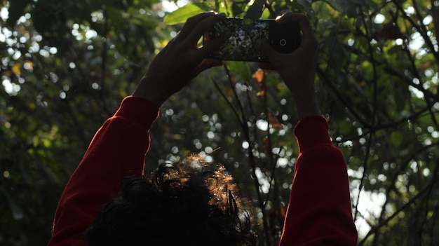 A photo shows Brazilian environmental activists using drones to monitor deforestation in the Amazon rainforest. They are using technology to gather data and evidence of illegal activities.