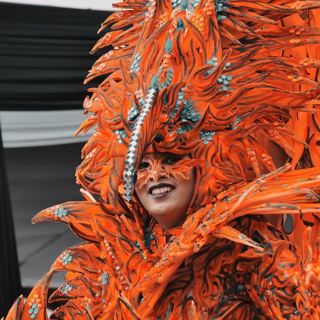 A close-up shot of a vibrantly colored and intricately decorated Bumba-Meu-Boi costume in Maranhão, showcasing the detailed embroidery, sequins, and other embellishments that make each costume unique and reflective of its cultural significance.