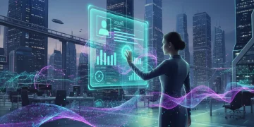 Futuristic interface showing AI optimizing a resume for job applications