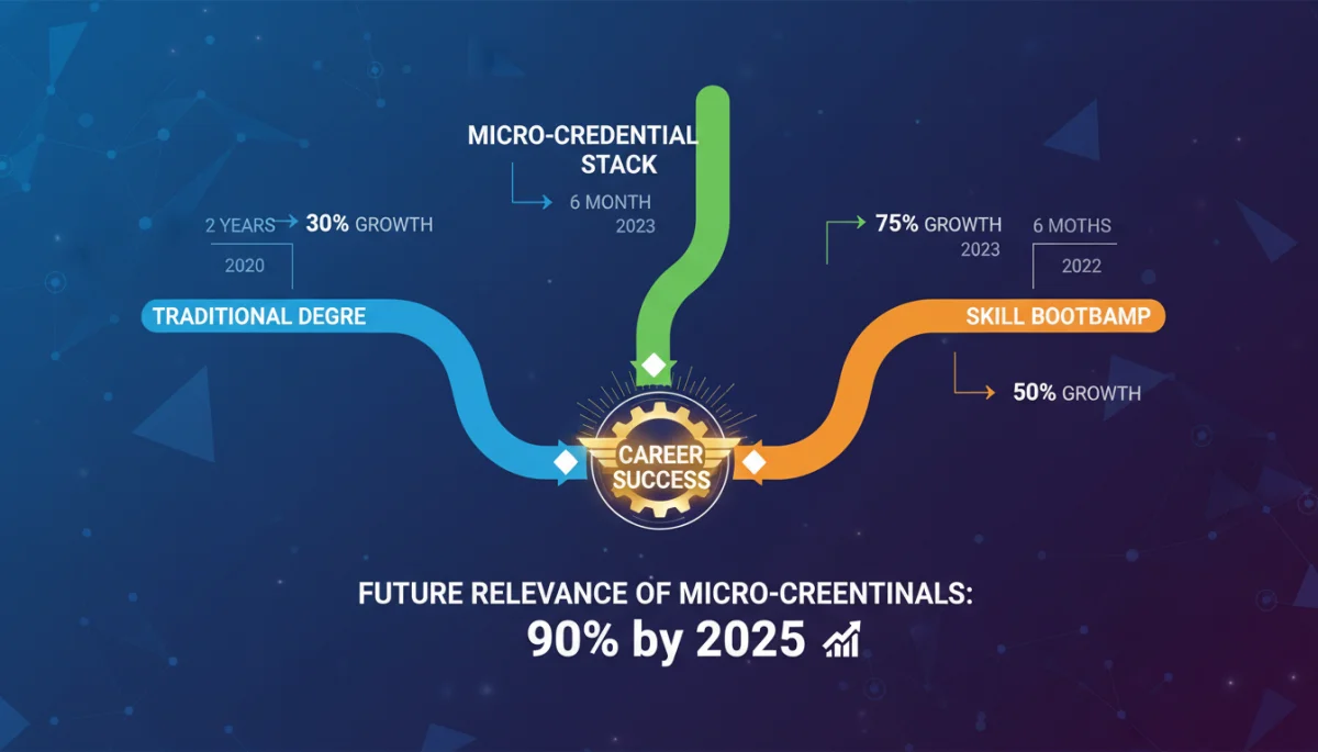 Infographic illustrating career growth paths with micro-credentials
