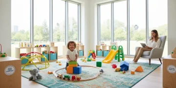 Parents and children playing safely with toys under new regulations
