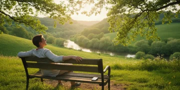 Person enjoying nature during a digital detox challenge