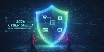 Digital shield protecting online activities from cyber threats in 2026