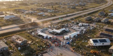 Community recovery efforts after natural disaster with new resilient infrastructure