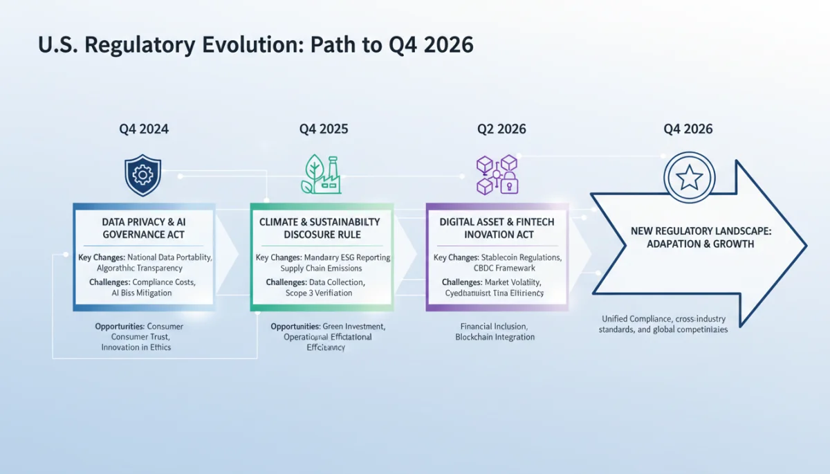 Timeline infographic of upcoming federal environmental regulatory changes and their industry implications