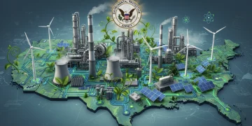 Industrial landscape integrating green technology under federal environmental regulations