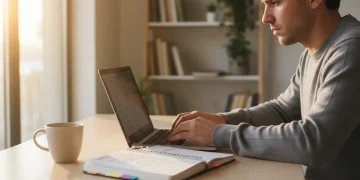 Focused person applying the 'Do It Now' Principle at a desk
