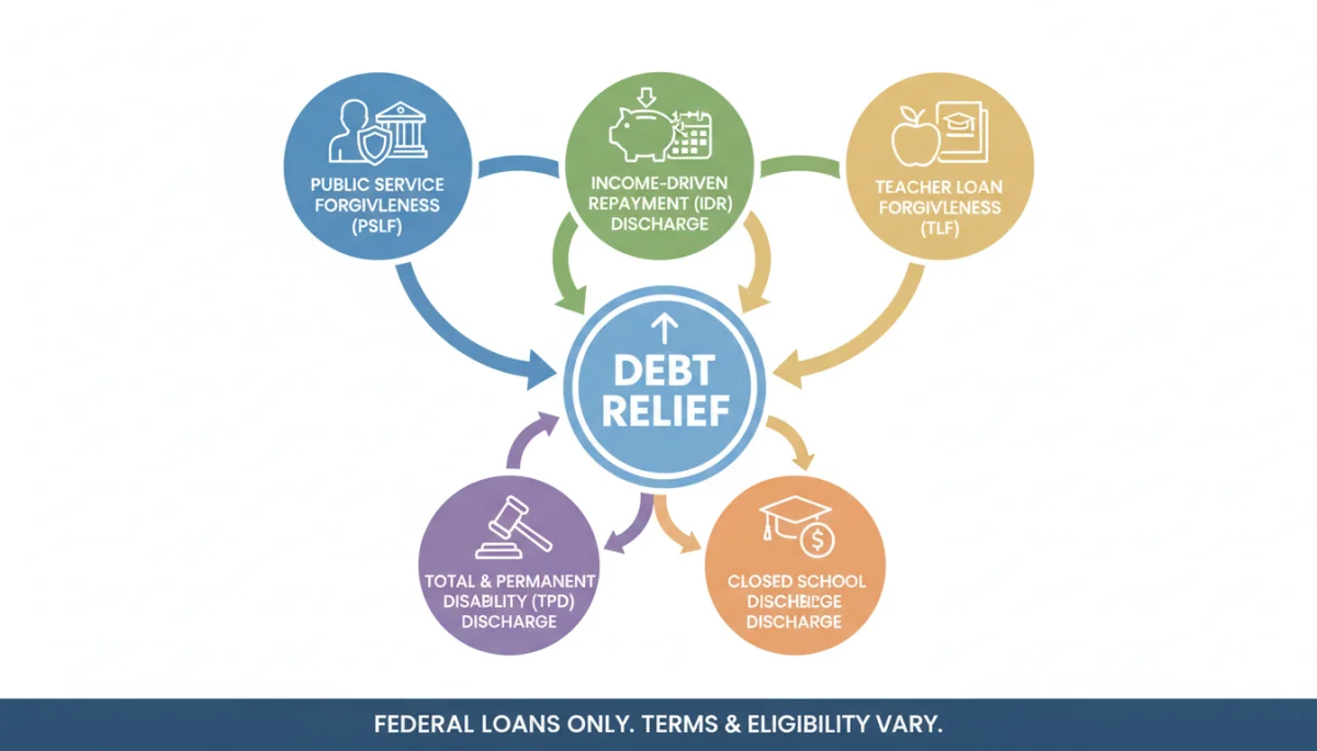 Infographic showing pathways to student loan forgiveness