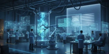 Scientists working in a high-tech lab, symbolizing national science funding impact.