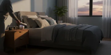 Peaceful bedroom setting with soft light for optimal sleep cycle