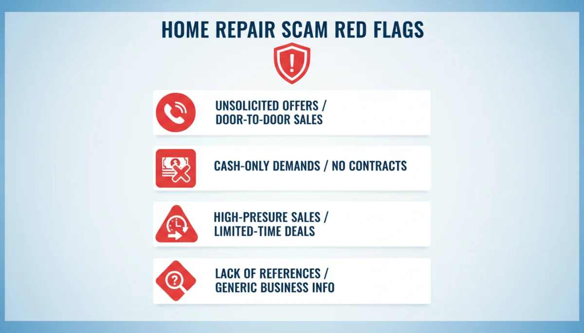 Infographic of red flags for home repair scams