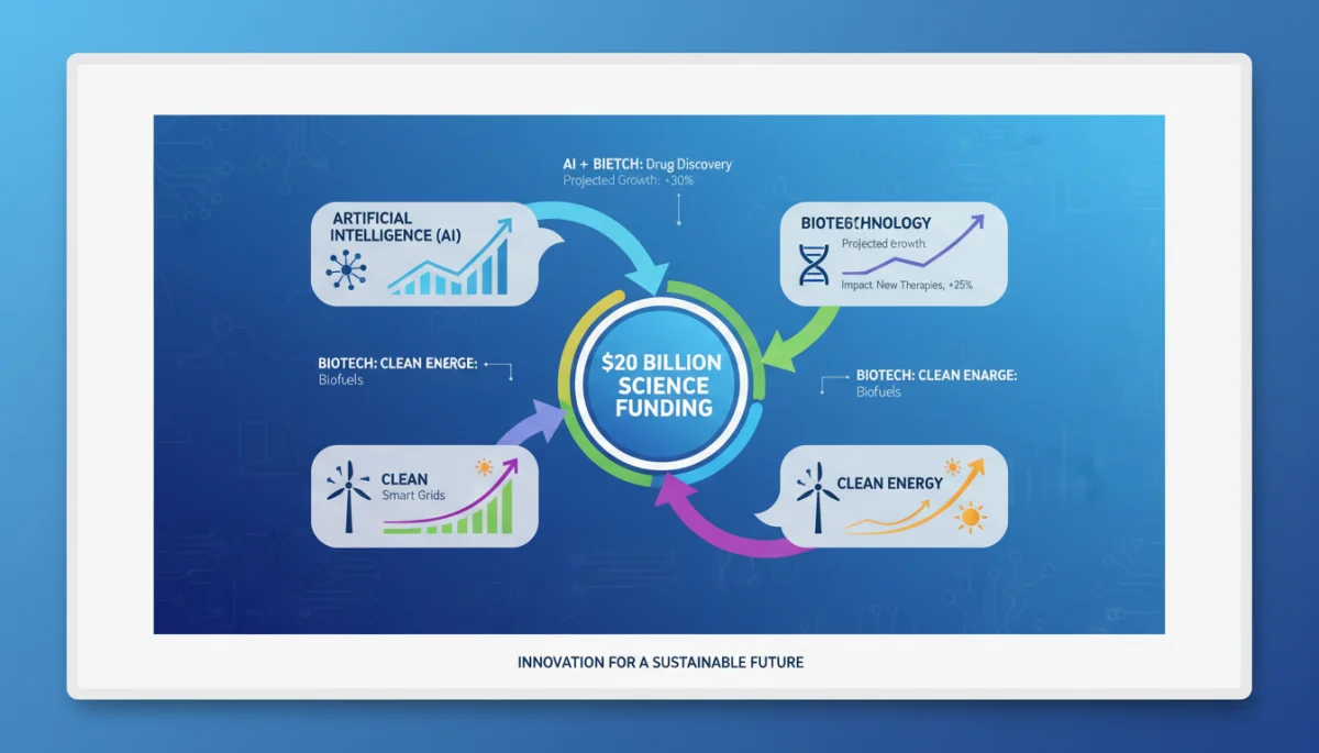 Infographic showing allocation of  billion science funding across key sectors.