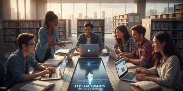 College students studying together, representing federal education grants