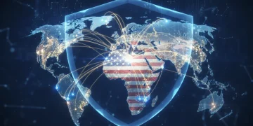 Illustration of a resilient U.S. supply chain network with strong domestic production links, highlighting strategic government initiatives.