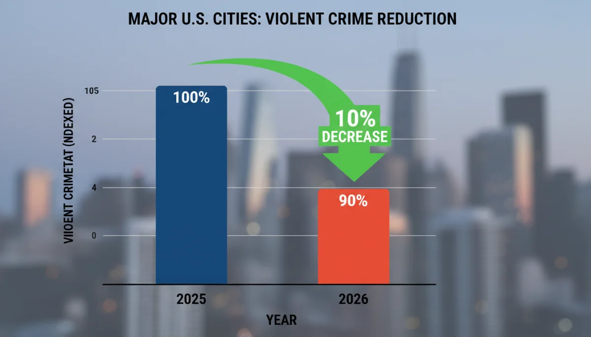 Bar chart showing a 10% decrease in US violent crime rates from 2025 to 2026.