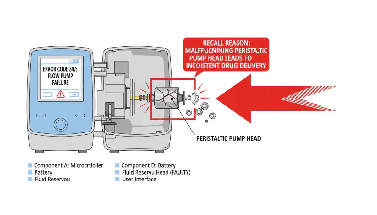 Diagram of faulty medical device component leading to recall